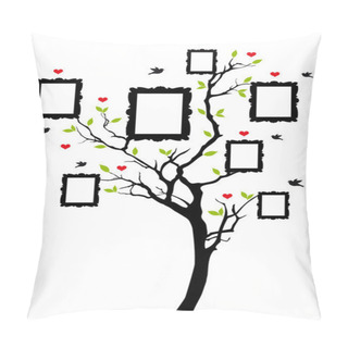 Personality  Family Tree With Frames, Vector Pillow Covers