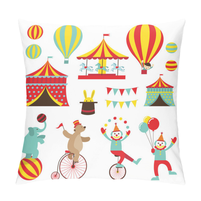 Personality  Circus Objects Flat Icons Set pillow covers