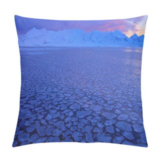 Personality  White Snowy Mountain, Blue Glacier Svalbard, Norway. Ice In Ocean. Iceberg Twilight In North Pole. Pink Clouds With Ice Floe. Beautiful Landscape. Night Ocean With Ice. Land Of Ice. Winter Arctic.  Pillow Covers