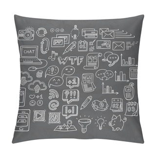 Personality  Set Of Universal Doodle Icons. Variety Of Topics. Pillow Covers
