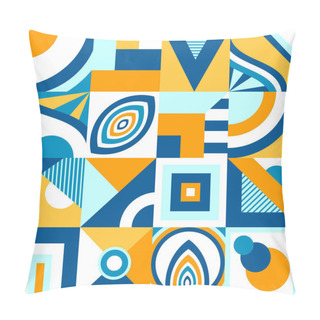 Personality  Abstract Seamless Pattern In Memphis Or  Mosaic Or  In Primitive Geometric Shape Or In Stained Glass Windows  Style In Blue Orange For Decoration Trend Modern Things Pillow Covers