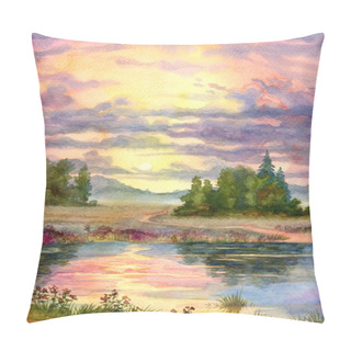 Personality  Sunset Over Lake Pillow Covers