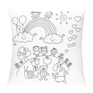 Personality  Vector Illustration With Kids. Pillow Covers
