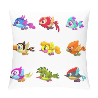 Personality  Little Cute Cartoon Lying Birds Set. Pillow Covers