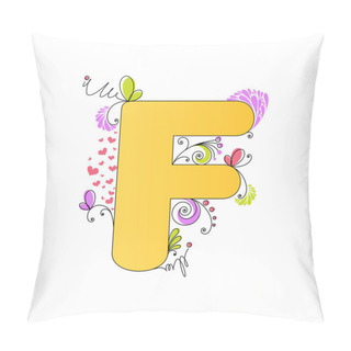 Personality  Colorful Floral Alphabet. Letter F Pillow Covers