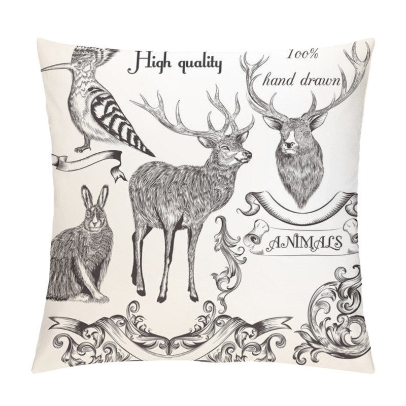 Personality  Set of high detailed vector animals for design pillow covers
