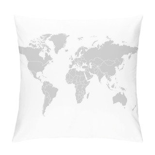 Personality  World Map In Grey Color On White Background. High Detail Blank Political Map. Vector Illustration With Labeled Compound Path Of Each Country Pillow Covers