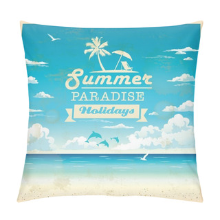 Personality  Summer Beach Vector Background In Retro Style Pillow Covers