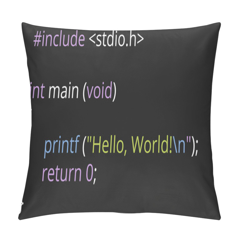Personality  lettering Hello World in IT code, vector, illustration pillow covers