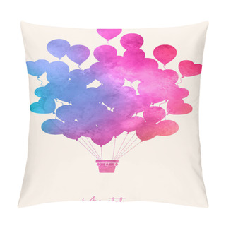 Personality  Watercolor Vintage Hot Air Balloon.Celebration Festive Background With Balloons.Perfect For Invitations,posters And Cards Pillow Covers