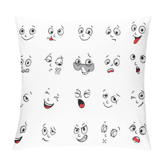 Personality  Emotions. Cartoon Facial Expressions Set Pillow Covers
