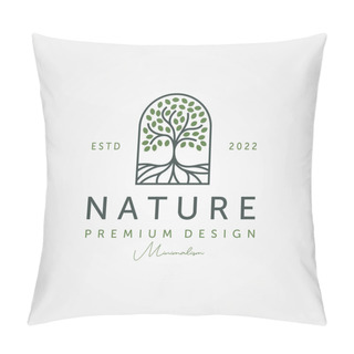 Personality  Tree Root Nature Vector Logo Symbol Illustration Design, Abstract Tree Logo Design Pillow Covers