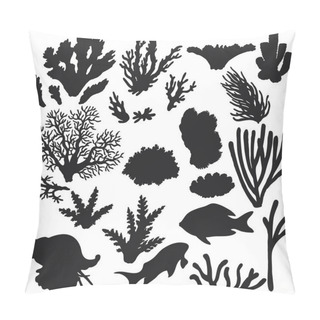 Personality  Reef Animals And Corals Silhouette Set Pillow Covers