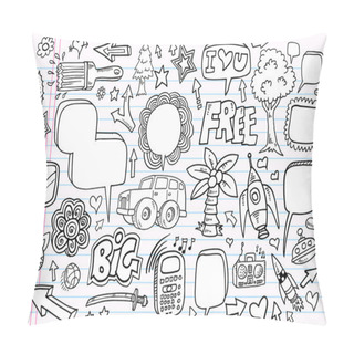 Personality  Doodle Sketch Drawing Vector Element Illustration Notebook Set Pillow Covers