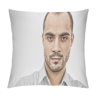 Personality  Fashion Portrait Of Adult Handsome Businessman Looking At Camera Pillow Covers