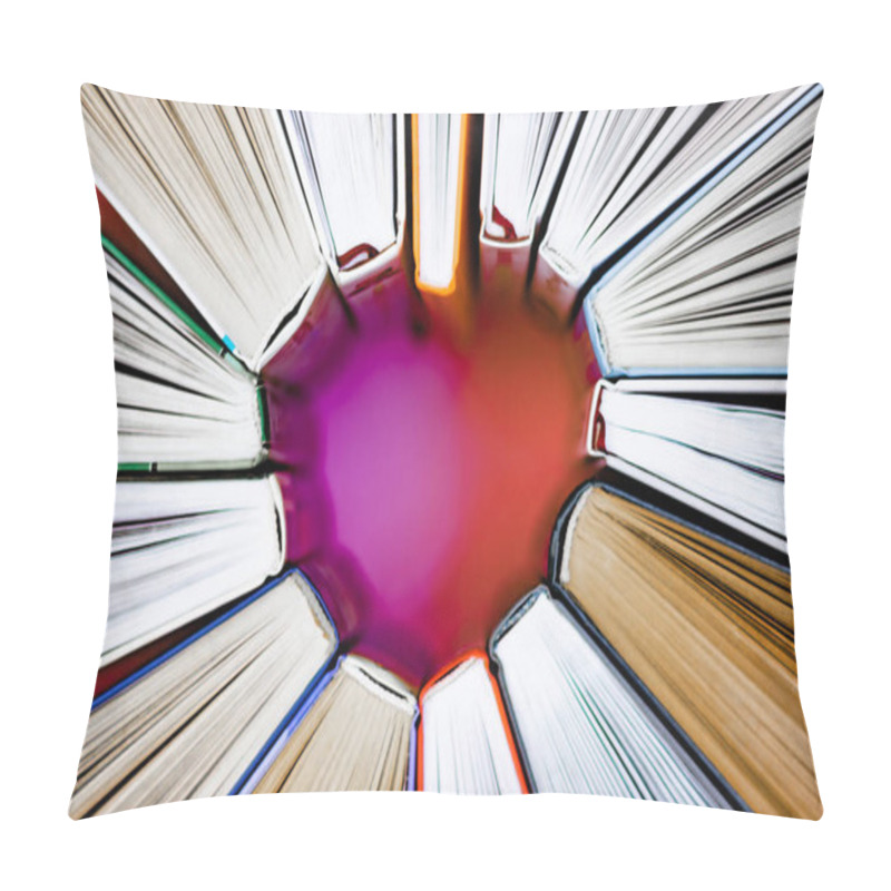 Personality  The Heart Of Books On Pink Background. Top View. Love Reading Pillow Covers