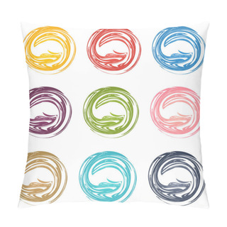 Personality  Collection Of 9 Isolated Colorful Abstract Vortex Elements Pillow Covers