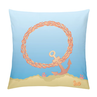 Personality  Marine Alphabet. Illustration Of A Letter Q Under Water Pillow Covers
