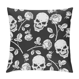 Personality  Roses And Skulls Seamless Pattern Pillow Covers