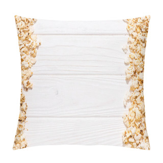 Personality  Full Frame Of Arranged Popcorn On White Wooden Tabletop Pillow Covers