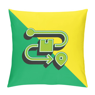 Personality  Box Green And Yellow Modern 3d Vector Icon Logo Pillow Covers