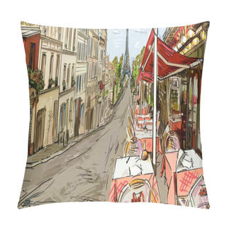 Personality  Street In Paris - Illustration  Pillow Covers