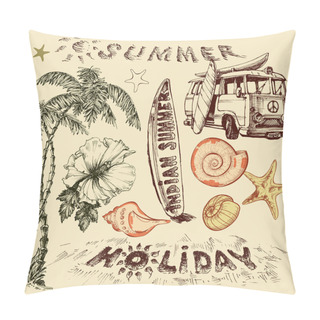 Personality  Summer Holiday Vector Set, Surf Elements Pillow Covers