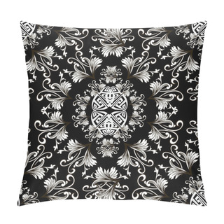 Personality  Baroque Black And White Vintage Vector Seamless Pattern. Ornamen Pillow Covers