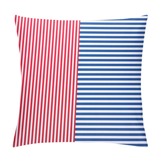 Personality  Top View Of Blue And Red Surface With White Stripes For Background Pillow Covers