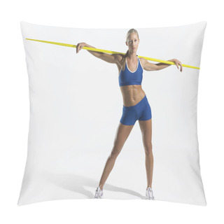 Personality  Female Athlete Holding Javelin Pillow Covers
