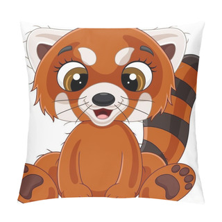 Personality  Vector Illustration Of Cartoon Cute Baby Red Panda Sitting Pillow Covers