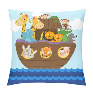 Personality  Noah's Ark Full Of Animals Aboard  - Vector Illustration, Eps Pillow Covers