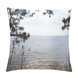 Personality  Sunlight On Lake Against Blue Sky With Clouds  Pillow Covers