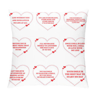 Personality  Set Of Love Wishes Quotes Over White Background. Simple Heart Sh Pillow Covers