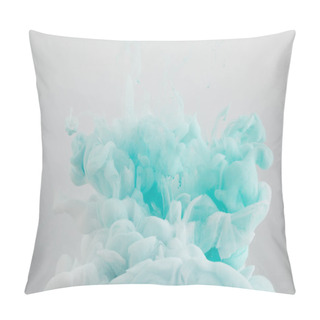 Personality  Close Up View Of Light Blue Paint Splash Isolated On Grey Pillow Covers