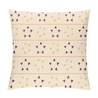 Personality  Cream Background With Mustard And Brown Triangles Geometrical Shape Stars With Symmetric Pillow Covers