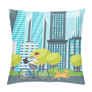 Personality  Businessman Riding On The Bike Pillow Covers