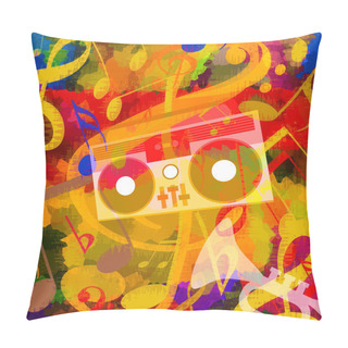 Personality  Music Background With Radio And Trumpet Pillow Covers