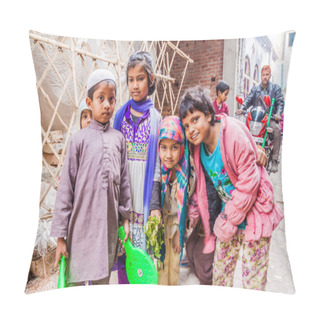 Personality  LUCKNOW, INDIA - FEBRUARY 3, 2017: Local Children In Lucknow, Uttar Pradesh State, India Pillow Covers