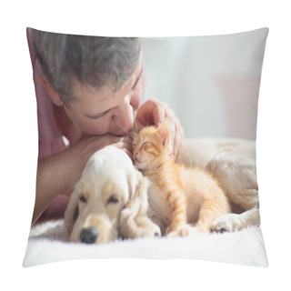 Personality  Cat And Dog Sleeping. Puppy And Kitten Sleep. Pillow Covers