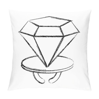 Personality  Grunge Diamond Engagenment Ring Wedding Romance Vector Illustration Pillow Covers