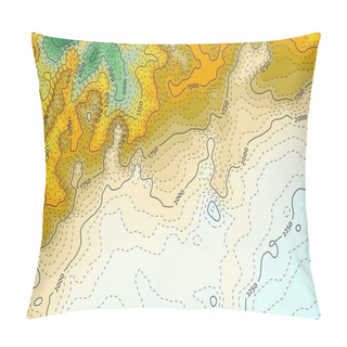 Personality  Blue-yellow Topographical Map With Dashed Contour Lines Pillow Covers