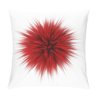 Personality  3d Render Of Red Color Fluffy Fur Ball Isolated On White Background. Pillow Covers