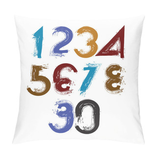 Personality  Vector Stylish Brush Digits, Handwritten Numerals, Sans Serif Nu Pillow Covers