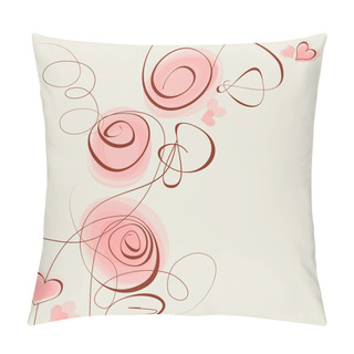 Personality  Pink Flowers And Hearts Pillow Covers