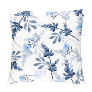 Personality  Seamless Floral Pattern With Blue Flowers On A White Background, Hand Painted In Watercolor. Pillow Covers