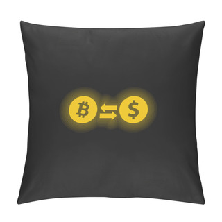 Personality  Bitcoin To Dollar Exchange Rate Symbol Yellow Glowing Neon Icon Pillow Covers