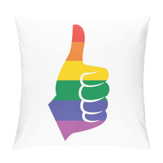 Personality  Thumb Up Shape Rainbow Flag Vector. Thumb Up Like Hand Lgbtq Colors Icon Vector. Like Hand Symbol Vector. Lgbtq Flag Hand Thumb Up Icon Vector. Rainbow Thumb Up Hand Icon. LGBT Community Symbol Pillow Covers