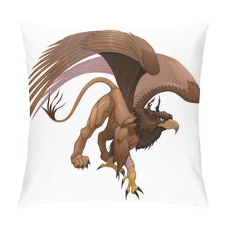 Personality  Portrait Of A Gryphon, Half Eagle And Half Lion. Vector Isolated Character Pillow Covers