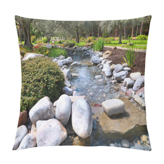 Personality  Spring Flowers In The Asian Japanese Garden With Olive Trees Pillow Covers